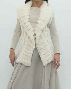 Vintage x Cream Knit Rabbit Fur Vest (M)