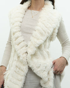 Vintage x Cream Knit Rabbit Fur Vest (M)