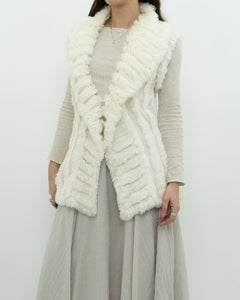 Vintage x Cream Knit Rabbit Fur Vest (M)