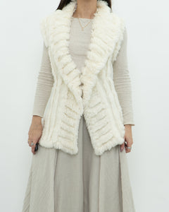 Vintage x Cream Knit Rabbit Fur Vest (M)