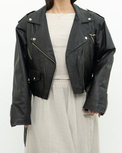 Vintage x ANNEX Cropped Leather Biker Jacket (XS-M)