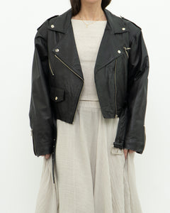 Vintage x ANNEX Cropped Leather Biker Jacket (XS-M)