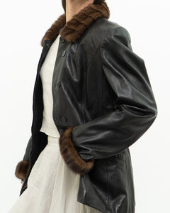 Vintage x Black Butter Leather Faux Fur Trimmed Jacket (XS-M)