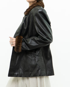 Vintage x Black Butter Leather Faux Fur Trimmed Jacket (XS-M)