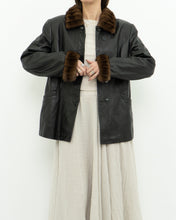 Load image into Gallery viewer, Vintage x Black Butter Leather Faux Fur Trimmed Jacket (XS-M)