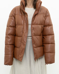 UNREAL FUR x Faux Leather Burnt Orange Puffer Jacket (XS-M)