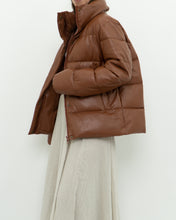 Load image into Gallery viewer, UNREAL FUR x Faux Leather Burnt Orange Puffer Jacket (XS-M)