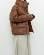 Load image into Gallery viewer, UNREAL FUR x Faux Leather Burnt Orange Puffer Jacket (XS-M)