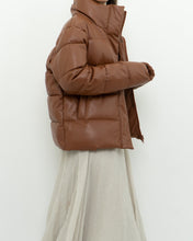 Load image into Gallery viewer, UNREAL FUR x Faux Leather Burnt Orange Puffer Jacket (XS-M)