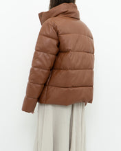 Load image into Gallery viewer, UNREAL FUR x Faux Leather Burnt Orange Puffer Jacket (XS-M)