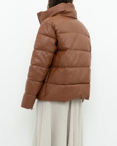 UNREAL FUR x Faux Leather Burnt Orange Puffer Jacket (XS-M)