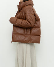 Load image into Gallery viewer, UNREAL FUR x Faux Leather Burnt Orange Puffer Jacket (XS-M)