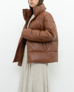 UNREAL FUR x Faux Leather Burnt Orange Puffer Jacket (XS-M)