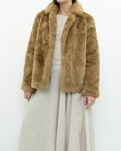 SUNDAY BEST x Beige Faux Fur Cropped Jacket (XS-M)