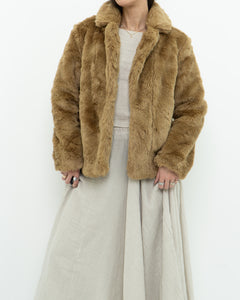 SUNDAY BEST x Beige Faux Fur Cropped Jacket (XS-M)