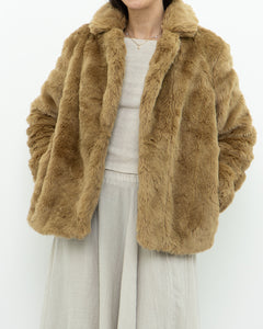 SUNDAY BEST x Beige Faux Fur Cropped Jacket (XS-M)