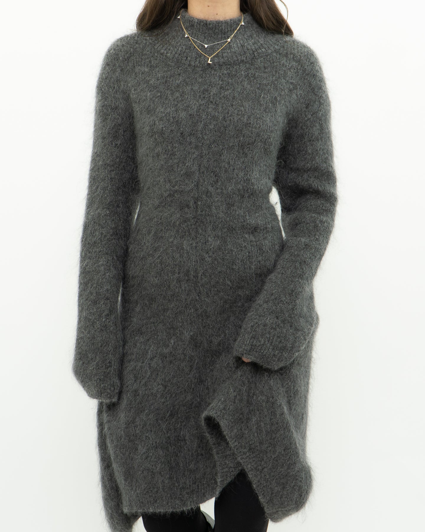 ZARA x Heathered Grey Mohair-Blend Sweater Dress