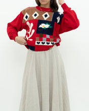 Load image into Gallery viewer, Vintage x Handmade Red MultiPattern Knit Sweater (XS, S)