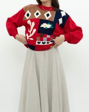 Load image into Gallery viewer, Vintage x Handmade Red MultiPattern Knit Sweater (XS, S)