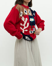 Load image into Gallery viewer, Vintage x Handmade Red MultiPattern Knit Sweater (XS, S)