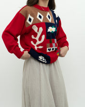 Load image into Gallery viewer, Vintage x Handmade Red MultiPattern Knit Sweater (XS, S)