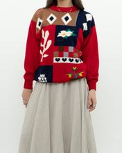 Load image into Gallery viewer, Vintage x Handmade Red MultiPattern Knit Sweater (XS, S)