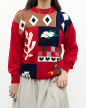 Load image into Gallery viewer, Vintage x Handmade Red MultiPattern Knit Sweater (XS, S)