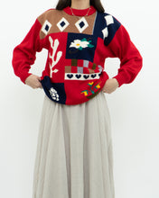 Load image into Gallery viewer, Vintage x Handmade Red MultiPattern Knit Sweater (XS, S)