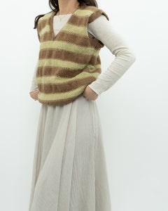 Vintage x Green, Brown Handmade Striped Knit Vest (M, L)