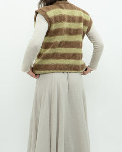 Vintage x Green, Brown Handmade Striped Knit Vest (M, L)