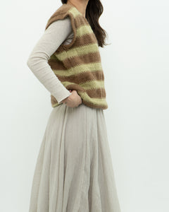 Vintage x Green, Brown Handmade Striped Knit Vest (M, L)