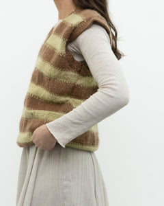 Vintage x Green, Brown Handmade Striped Knit Vest (M, L)