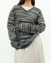 Load image into Gallery viewer, Vintage x Heathered Black Cozy Striped Sweater (XS-L)