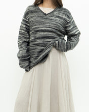 Load image into Gallery viewer, Vintage x Heathered Black Cozy Striped Sweater (XS-L)