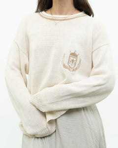 Vintage x JONES NY Cream Emblem Cotton Knit Sweater (XS-L)