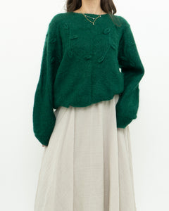 Vintage x Green Mohair Raised Flower Sweater (XS-L)