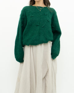 Vintage x Green Mohair Raised Flower Sweater (XS-L)