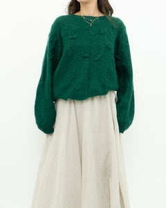 Vintage x Green Mohair Raised Flower Sweater (XS-L)