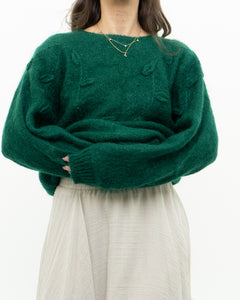 Vintage x Green Mohair Raised Flower Sweater (XS-L)