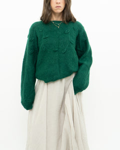 Vintage x Green Mohair Raised Flower Sweater (XS-L)