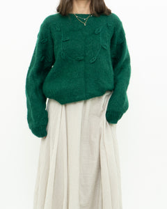 Vintage x Green Mohair Raised Flower Sweater (XS-L)