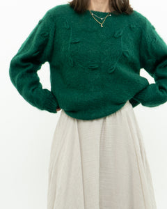 Vintage x Green Mohair Raised Flower Sweater (XS-L)