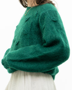 Vintage x Green Mohair Raised Flower Sweater (XS-L)