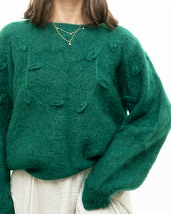 Vintage x Green Mohair Raised Flower Sweater (XS-L)