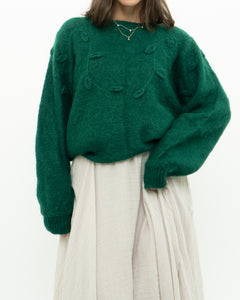 Vintage x Green Mohair Raised Flower Sweater (XS-L)