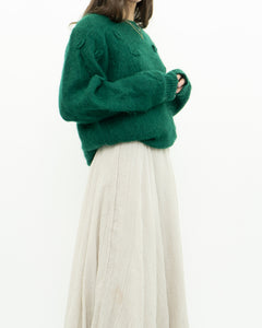 Vintage x Green Mohair Raised Flower Sweater (XS-L)