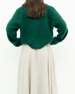 Vintage x Green Mohair Raised Flower Sweater (XS-L)