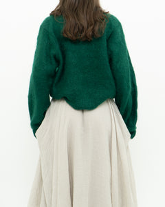 Vintage x Green Mohair Raised Flower Sweater (XS-L)