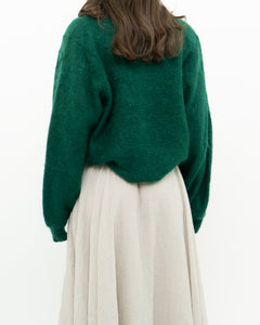 Vintage x Green Mohair Raised Flower Sweater (XS-L)