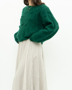 Vintage x Green Mohair Raised Flower Sweater (XS-L)